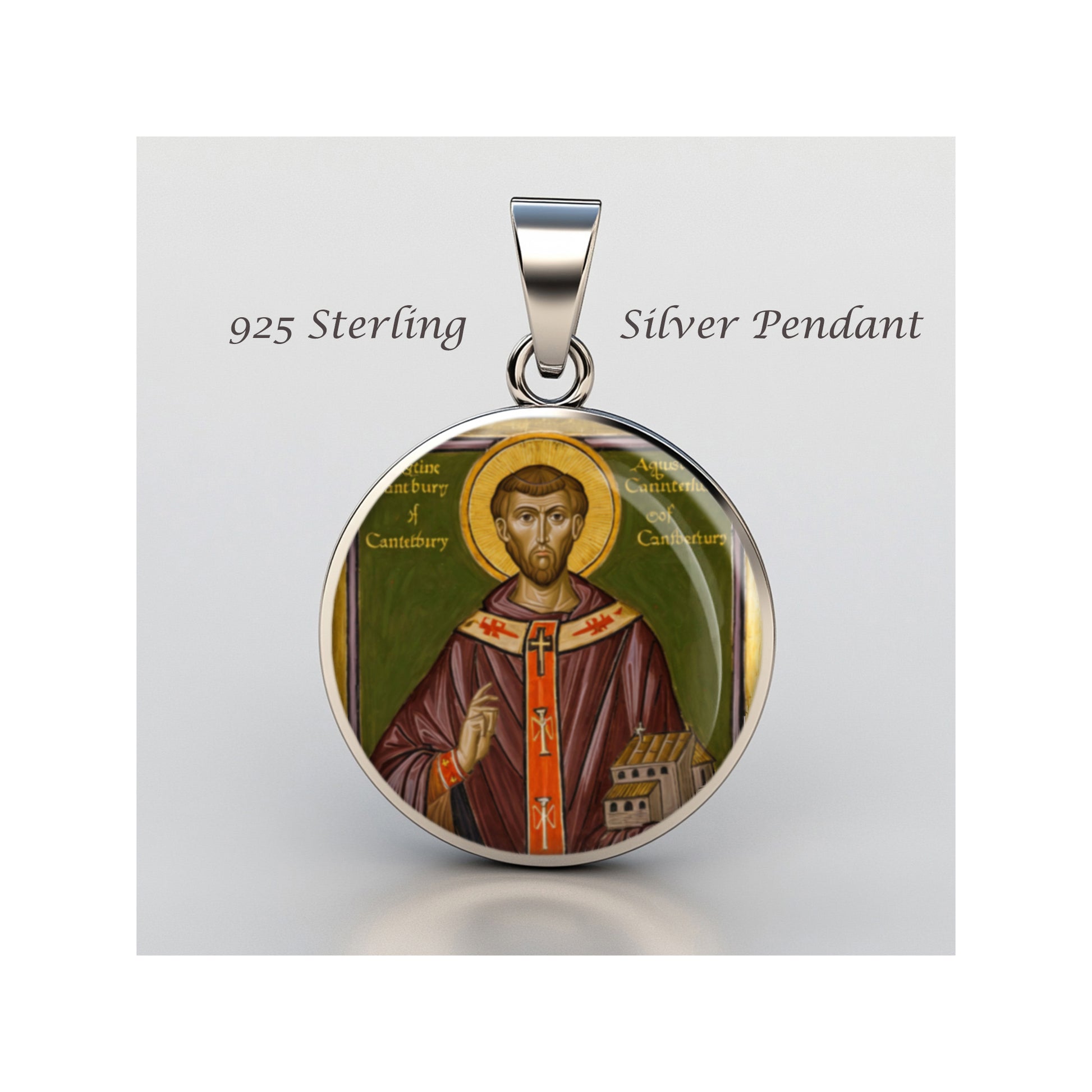 St Augustine Of Canterbury Catholic sterling silver 925 Christian Medal Patron image 0