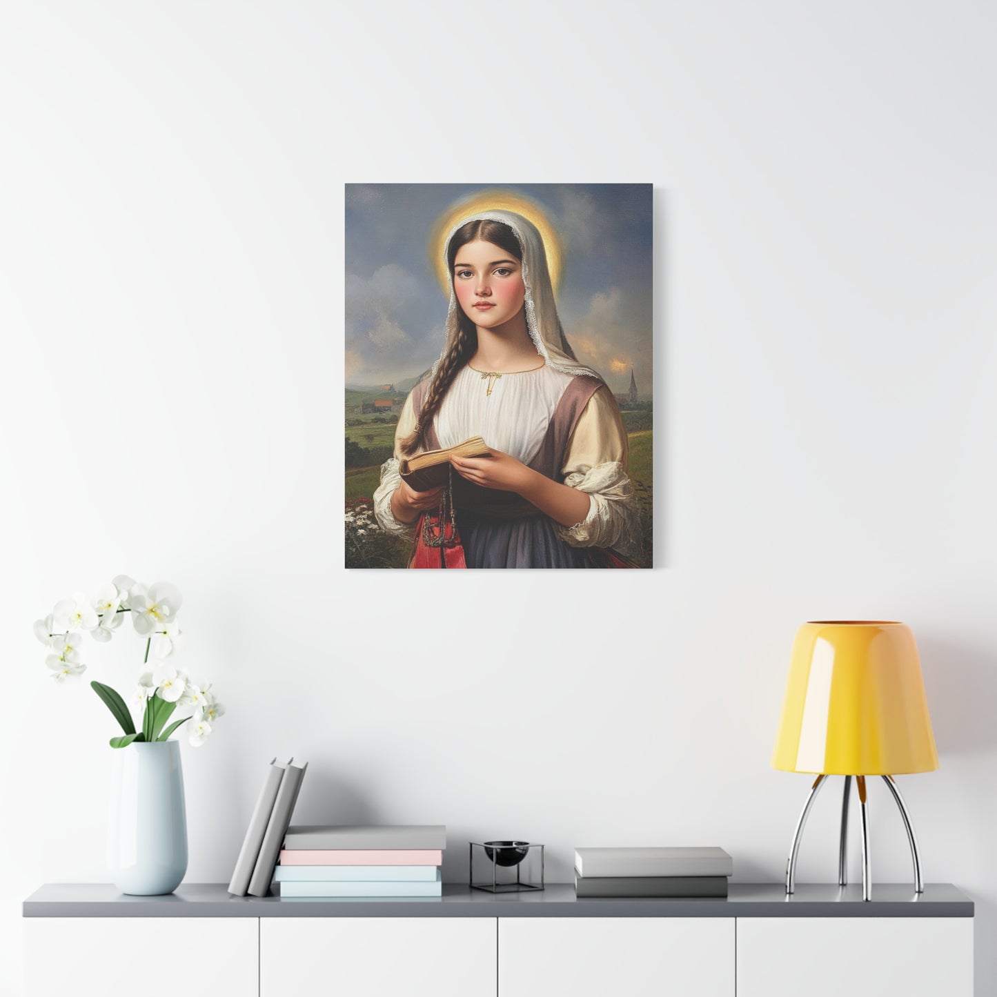 St. Genevieve Catholic Canvas Wall Art, Christian Decor