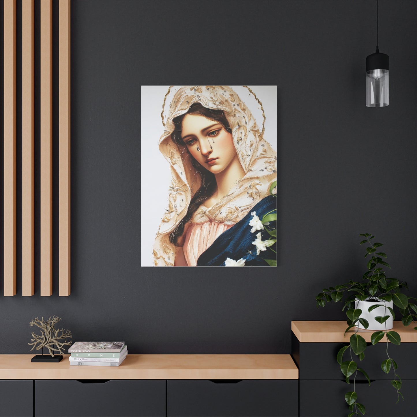 Ready to Hang - Our Lady Tears Catholic Canvas Wall Art, Christian Decor