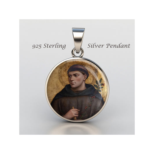 Saint Bonaventure Catholic sterling silver 925 Christian Medal Patron Pendant image 0