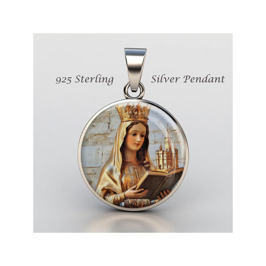 Saint Gudula Religious Devotional sterling silver 925 Christian Medal Patron Pendant
