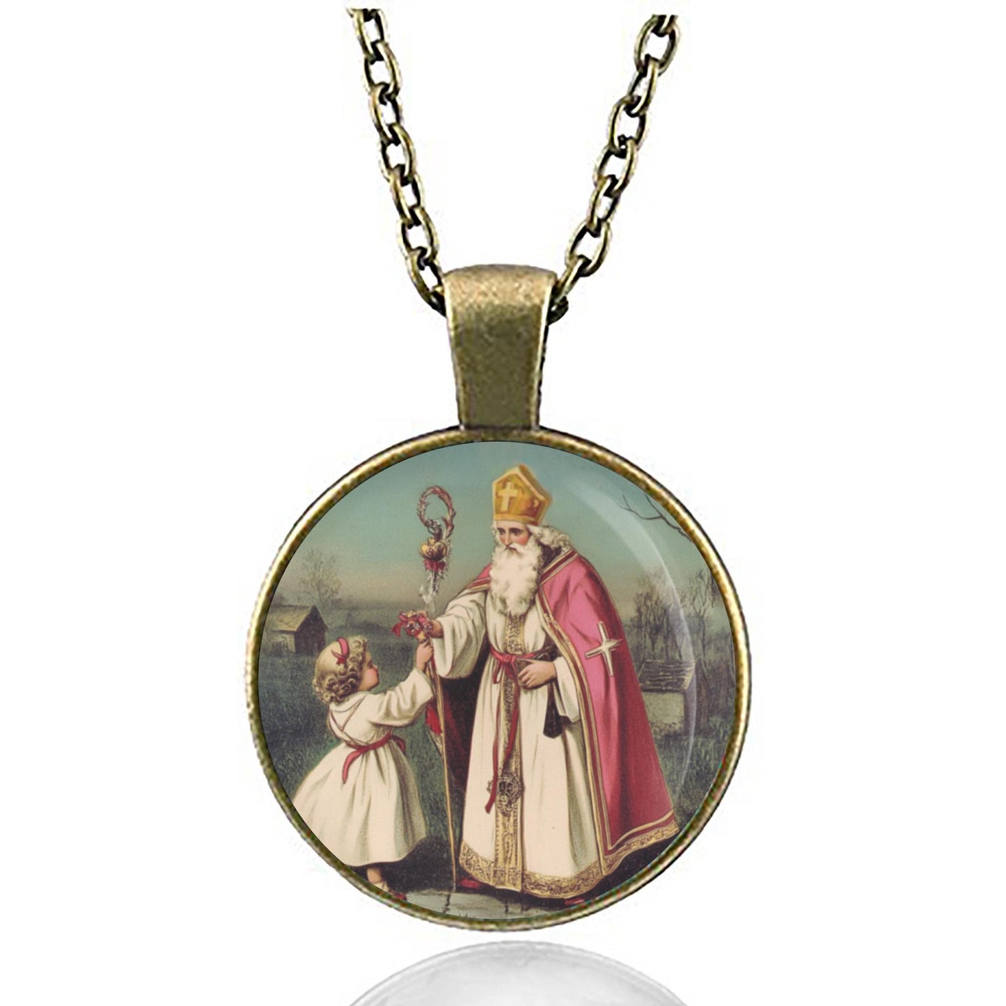 Saint Nicholas Necklace. Nikolaos of Myra Religious Jewelry Medal