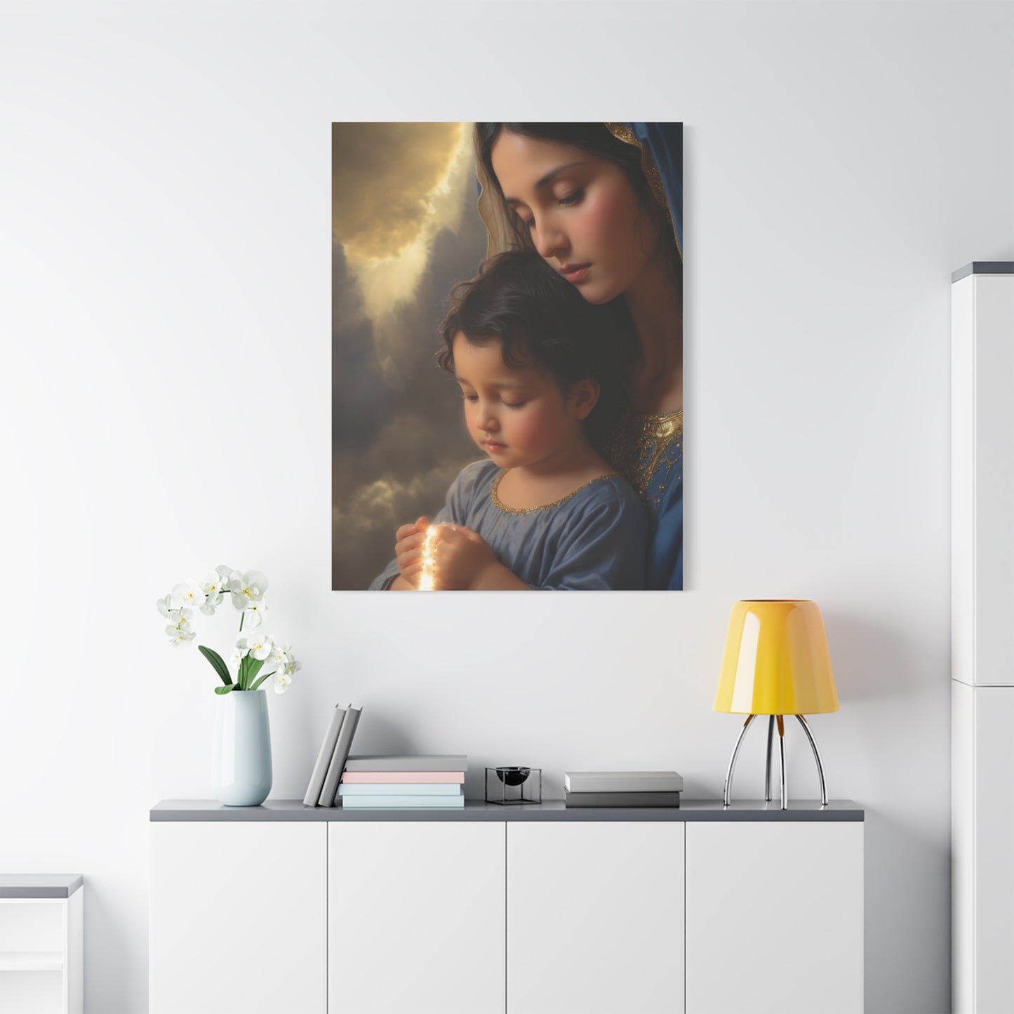 Mary and Baby Jesus Catholic Canvas Wall Art, Christian Decor