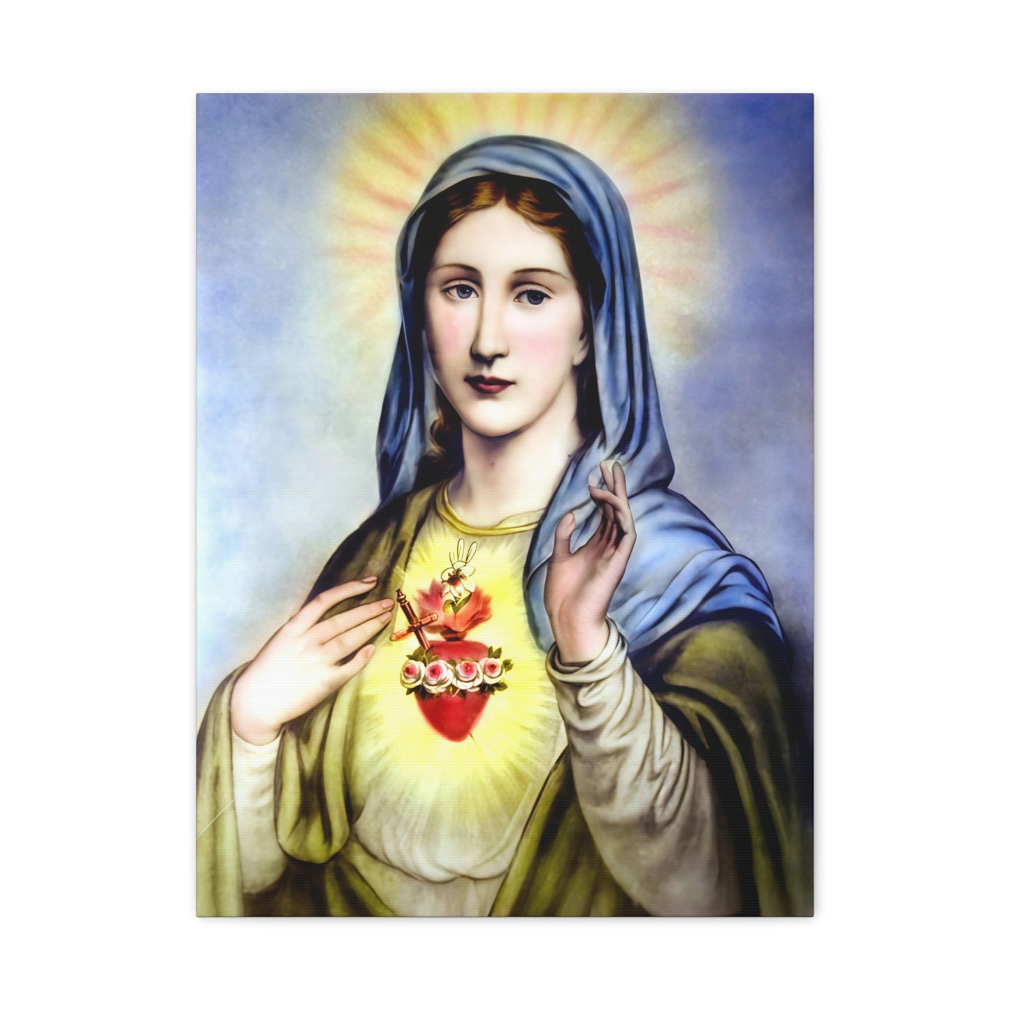 Ready to Hang - Immaculate Heart Virgin Mary Catholic Canvas Wall Art, Christian Decor