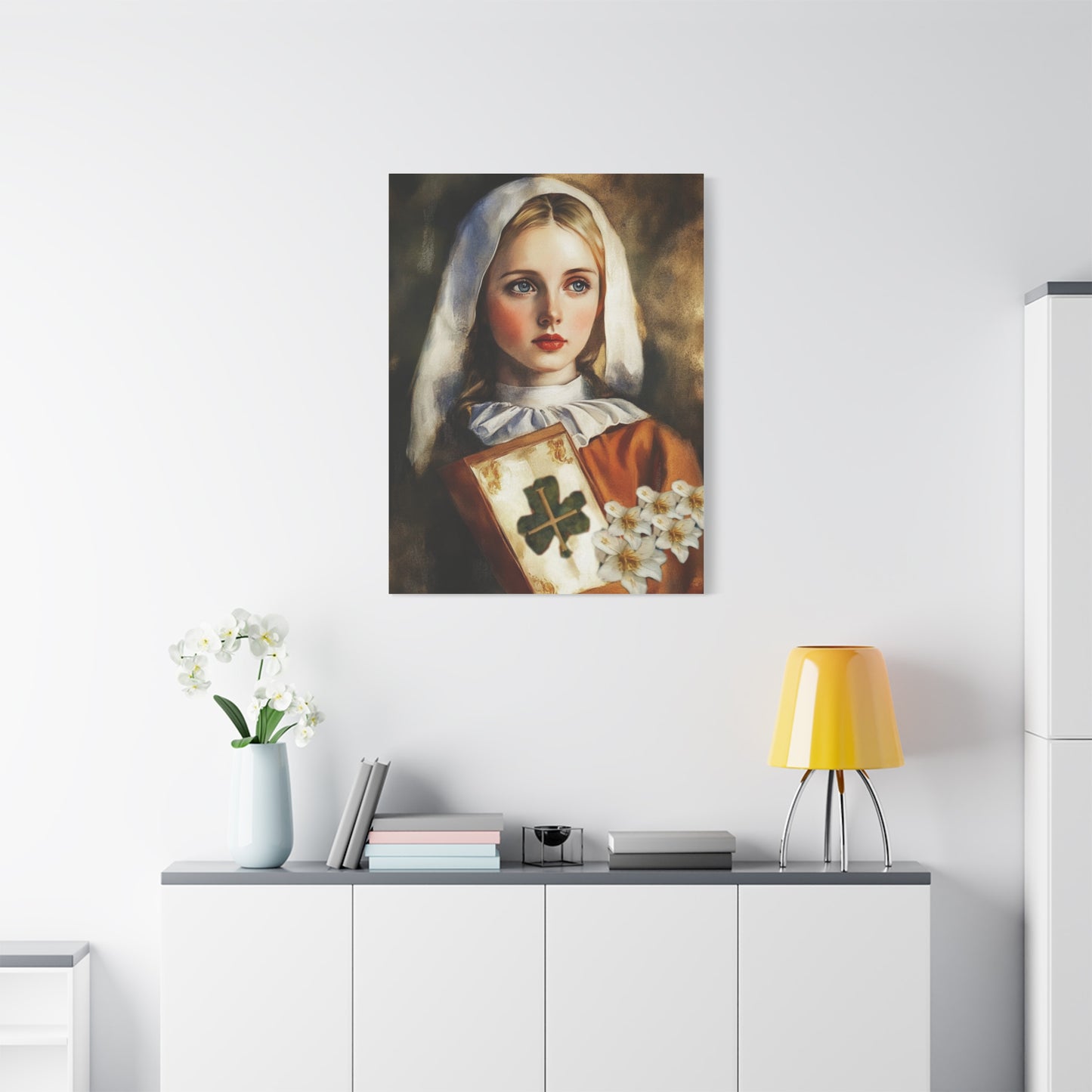 St. Dymphna Catholic Canvas Wall Art, Christian Decor