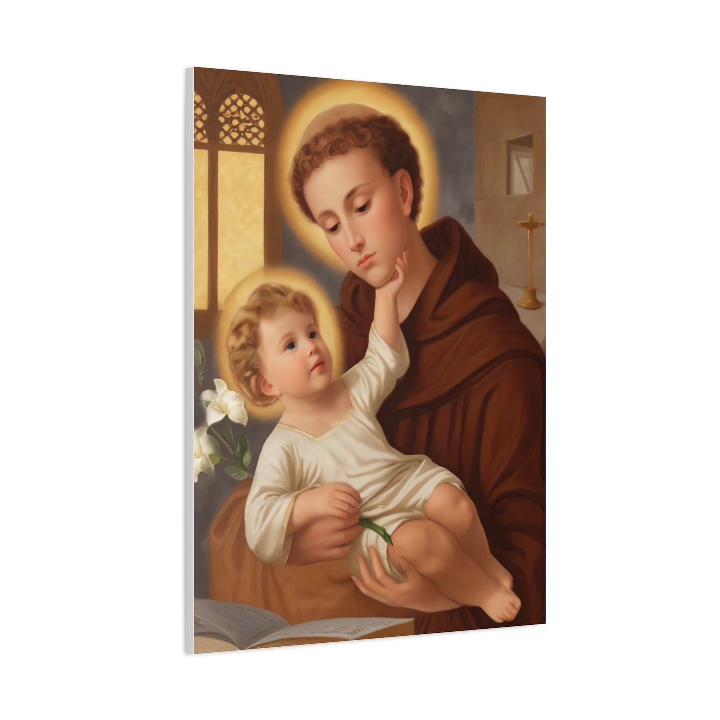 St. Anthony and Jesus Catholic Canvas Print, Catholic Decor Wall, Gift Religious Christian