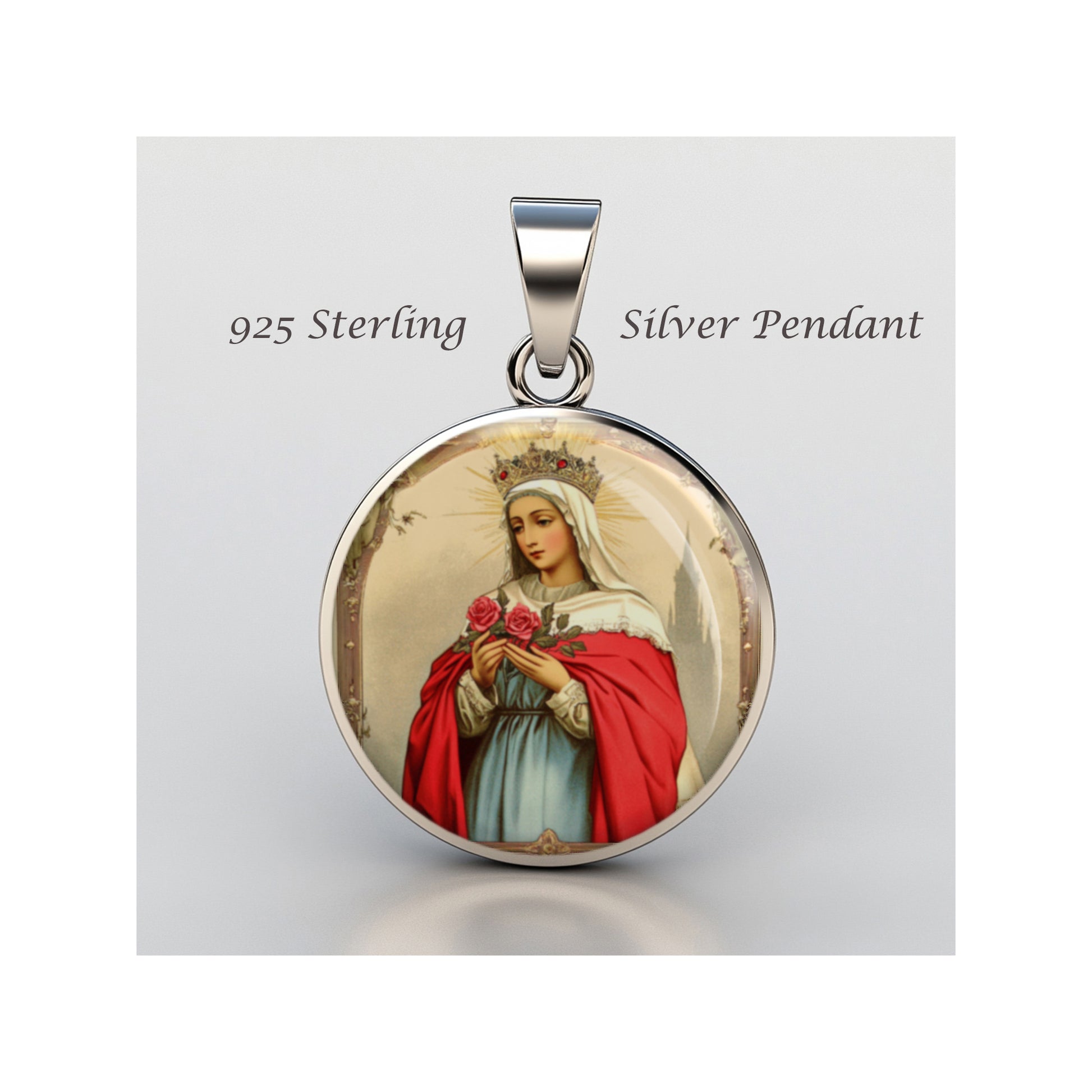 Saint Elizabeth Of Hungary Catholic sterling silver 925 Christian Medal Patron image 0