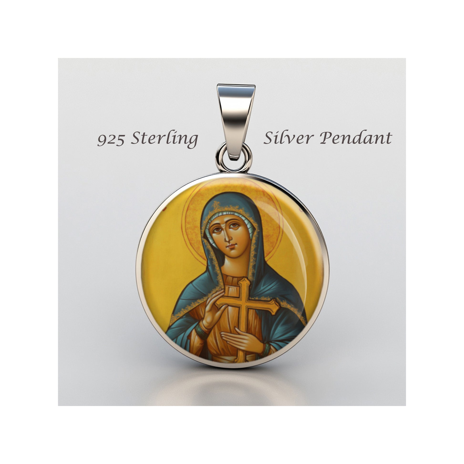 Saint Faith Catholic sterling silver 925 Christian Medal Patron Pendant image 0