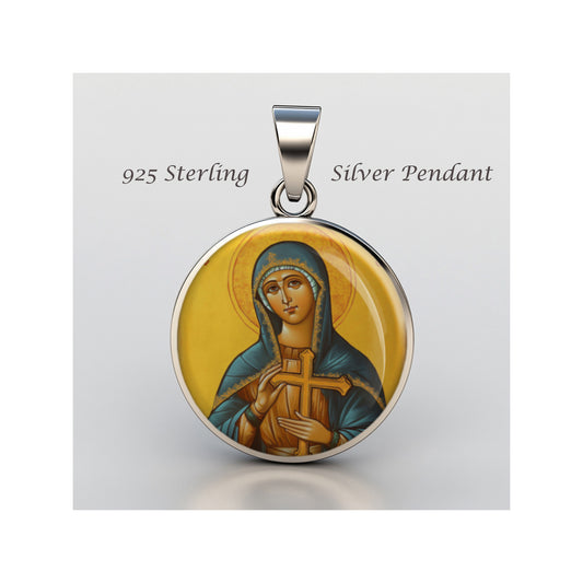 Saint Faith Catholic sterling silver 925 Christian Medal Patron Pendant image 0