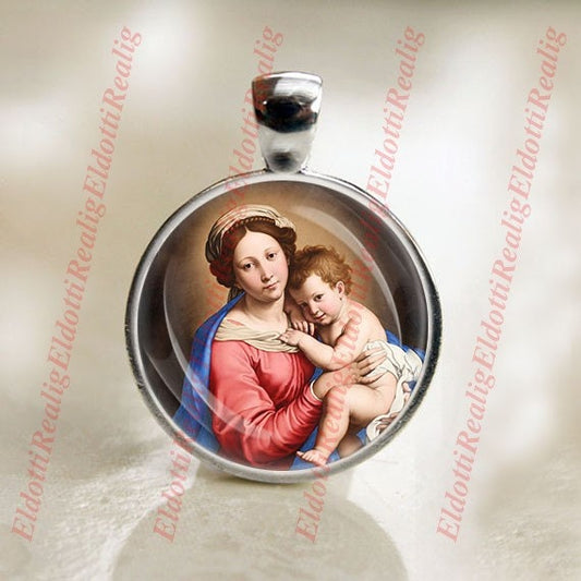 The Virgin and Child by Sassoferrato Religious Christian Catholic Medal Pendant