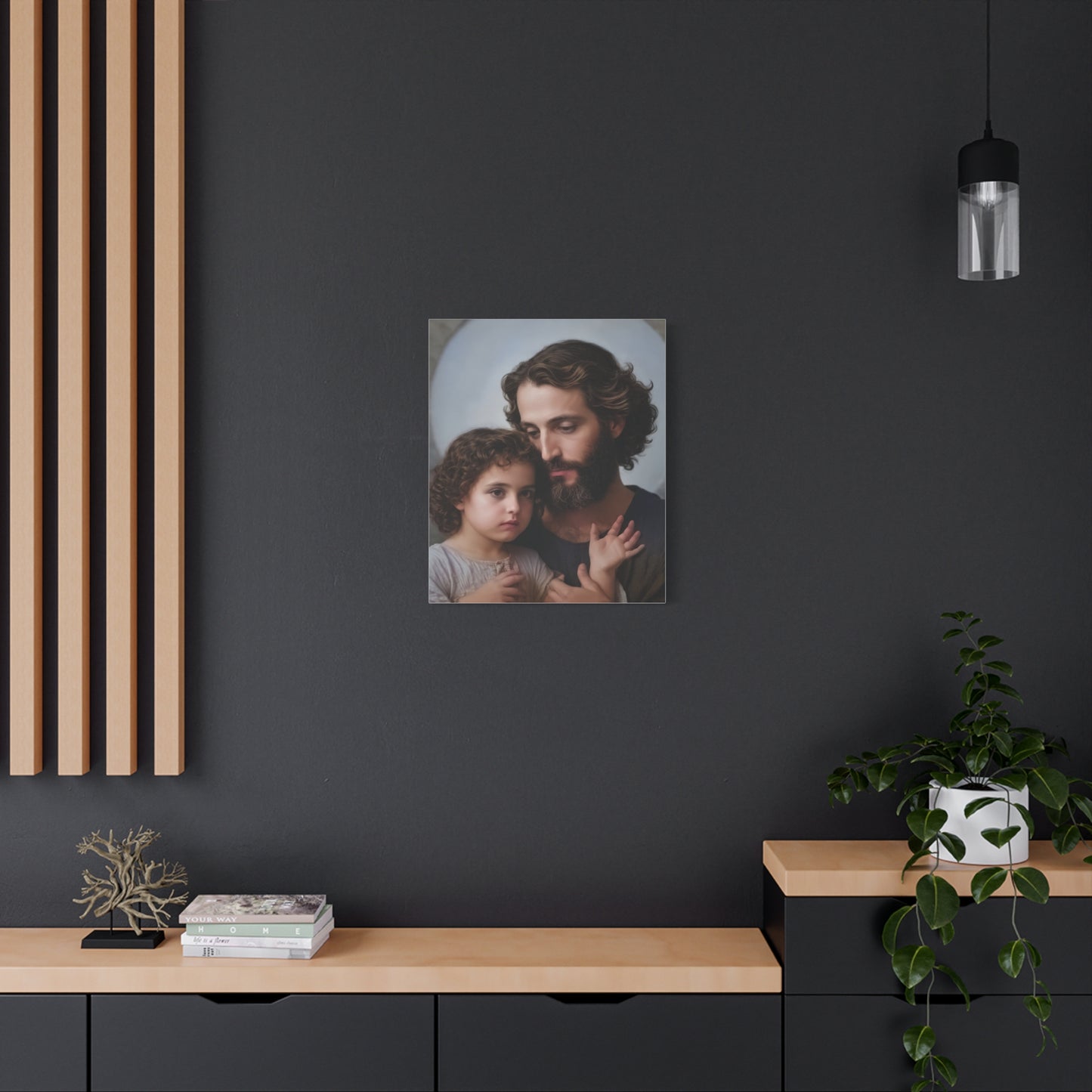 St. Joseph and Baby Jesus Catholic Canvas Wall Art, Print Christian Decor