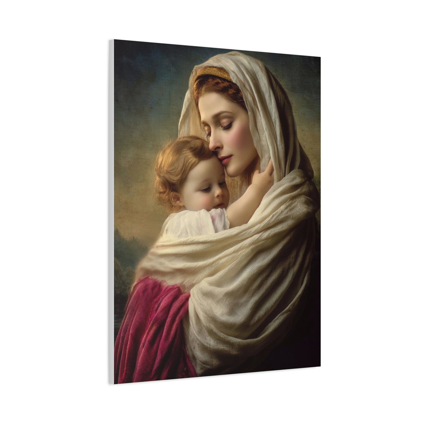 Blessed Mother Mary and Baby Jesus Catholic Canvas Wall Art, Christian Decor
