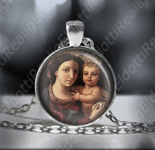 Our Lady Of Confidence Necklace. Our Lady Of Trust Virgin Mary Christian Pendant.