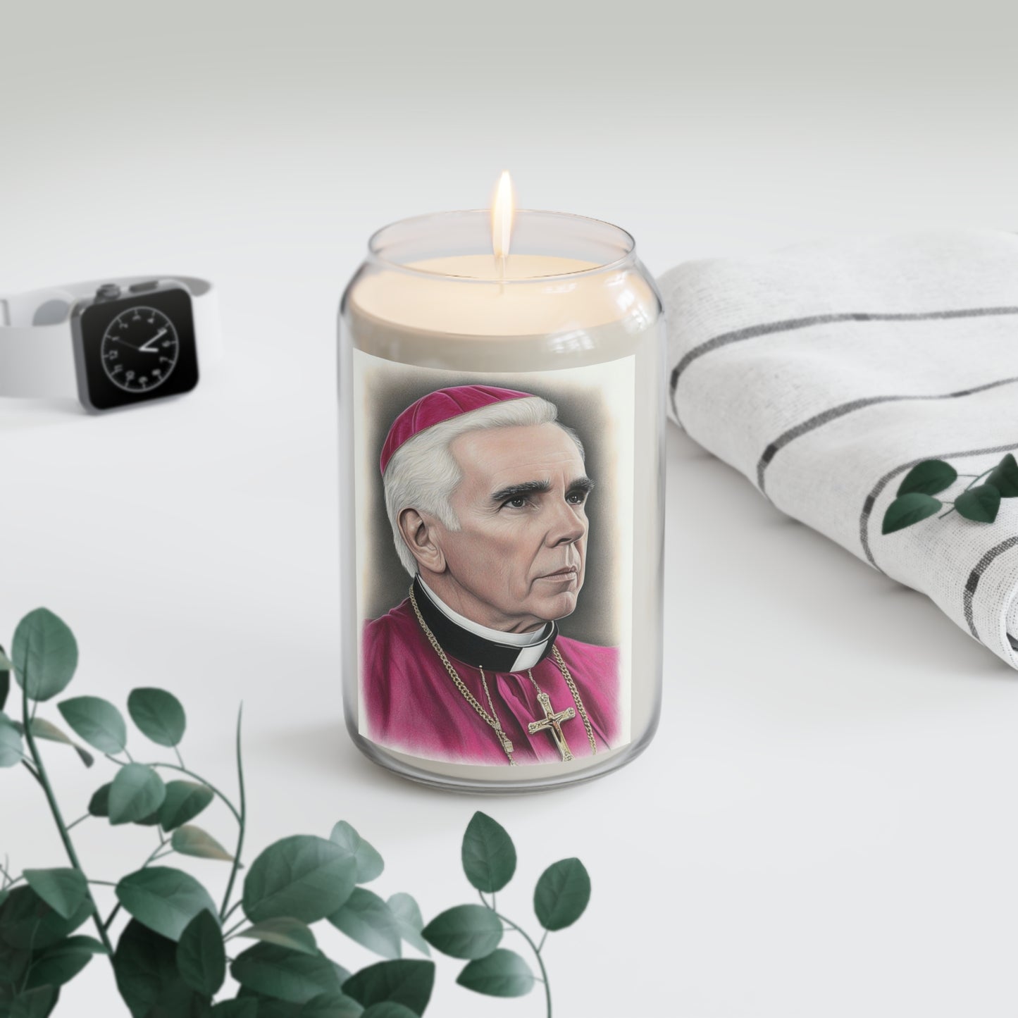 St. Bishop Fulton Sheen Catholic Serenity Scented Candle, 13.75oz | Relaxation Gift, Home Decor, Calm Atmosphere, Religious Decor