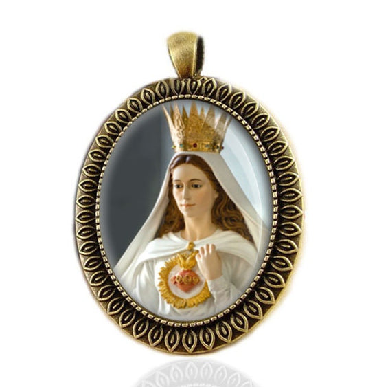 Our Lady of America Catholic Medal Bronze Tone Pendant Virgin Mary for Necklace Jewelry