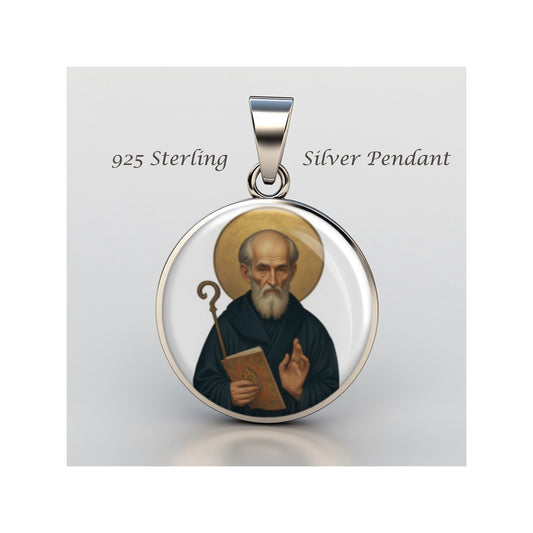 Saint Columba Catholic sterling silver 925 Christian Medal Patron Pendant image 0