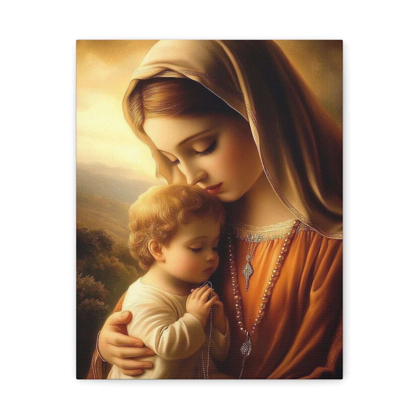 Mother Mary and Baby Jesus Catholic Canvas Wall Art, Christian Decor