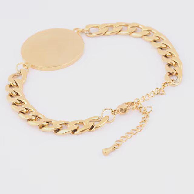 Our Lady Protection Pokrov Curb Bracelet Gold or Silver tone Religious Jewelry Simple Chain