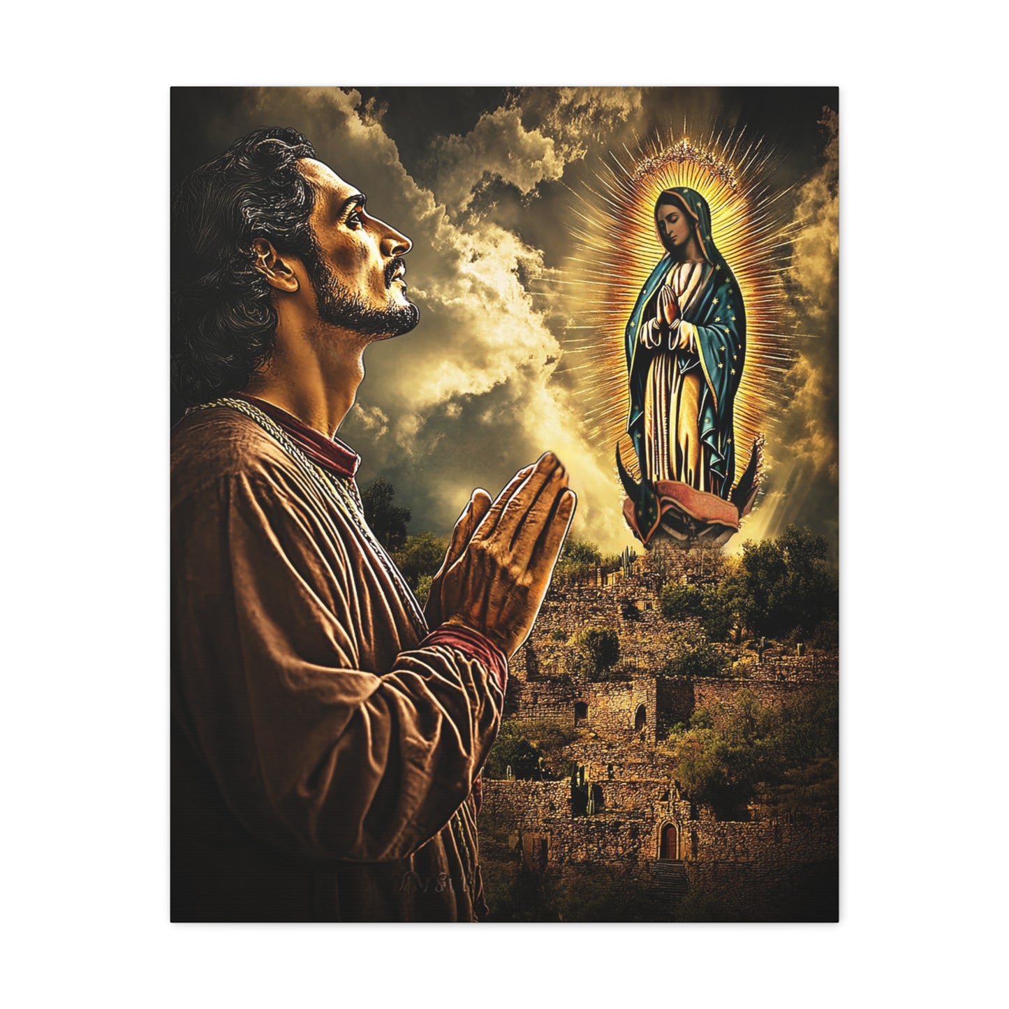 St. Juan Diego Our Lady of Guadalupe Catholic Canvas Wall Art, Christian Decor