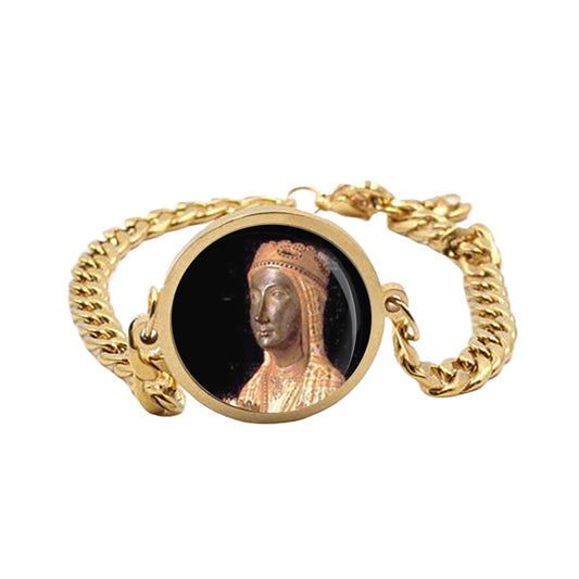 Our Lady Montserrat Mary Curb Bracelet Gold or Silver tone Religious Jewelry Simple Chain