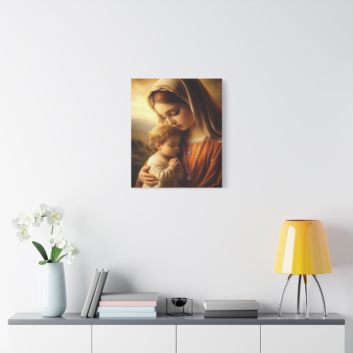 Mother Mary and Baby Jesus Catholic Canvas Wall Art, Christian Decor