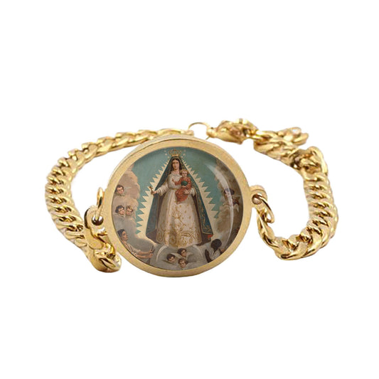Our Lady Charity Virgin Mary Bracelet Gold or Silver tone Religious Jewelry Simple Chain