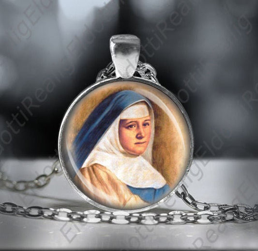 St Carmen (Maria) Salles y Barangueras Catholic Necklace Medal 25mm Silvertone Pendant