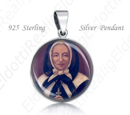 St Marguerite Bourgeoys Religious Christian 925 Silver Medal Round Pendant 20mm Jewelry for Necklace