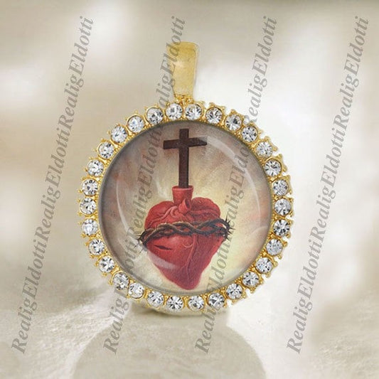 Jesus Christ Sacred Heart Religious Christian Catholic Gold Medal Pendant Jewelry