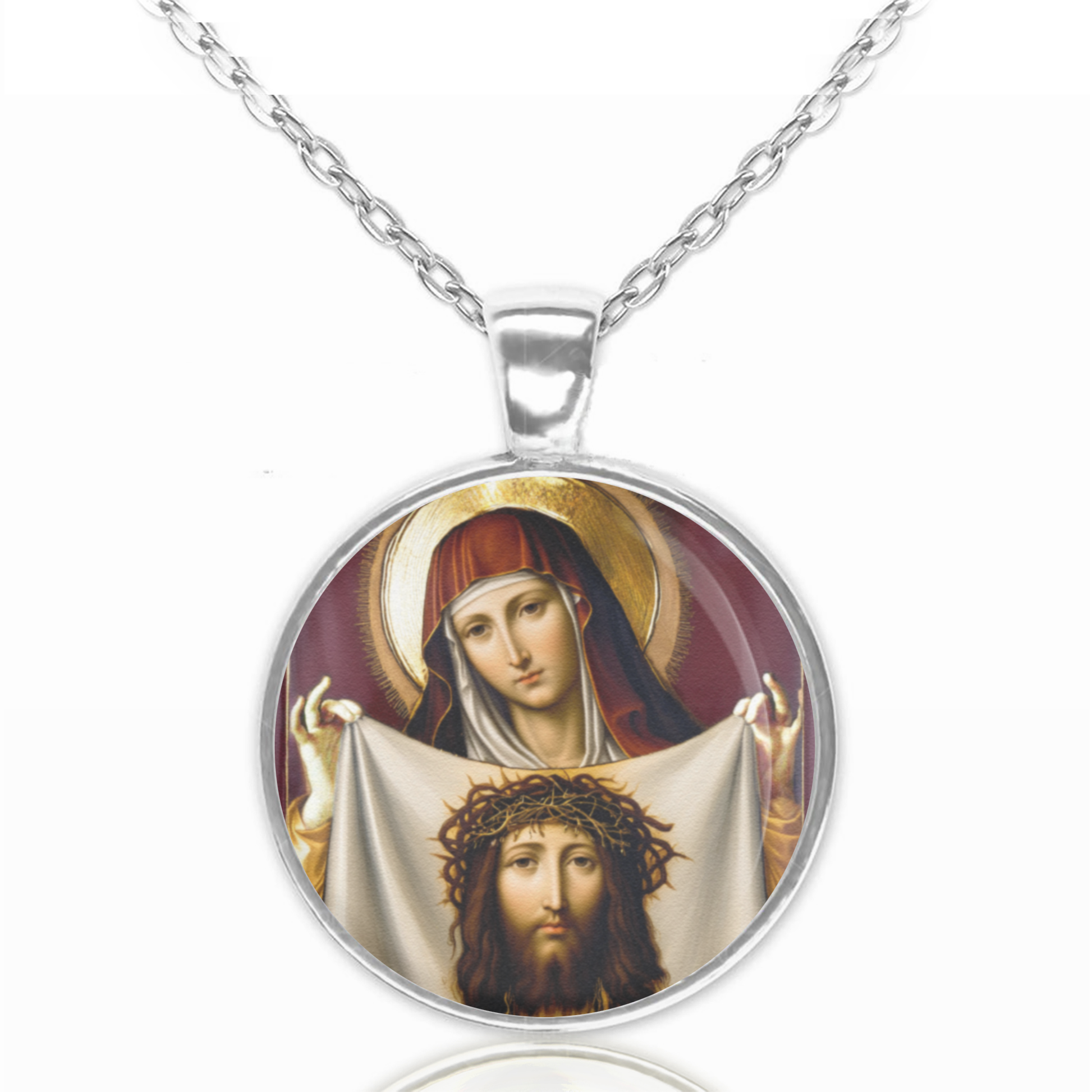 St. Veronica Necklace Catholic Saint Pendant Medal image 0