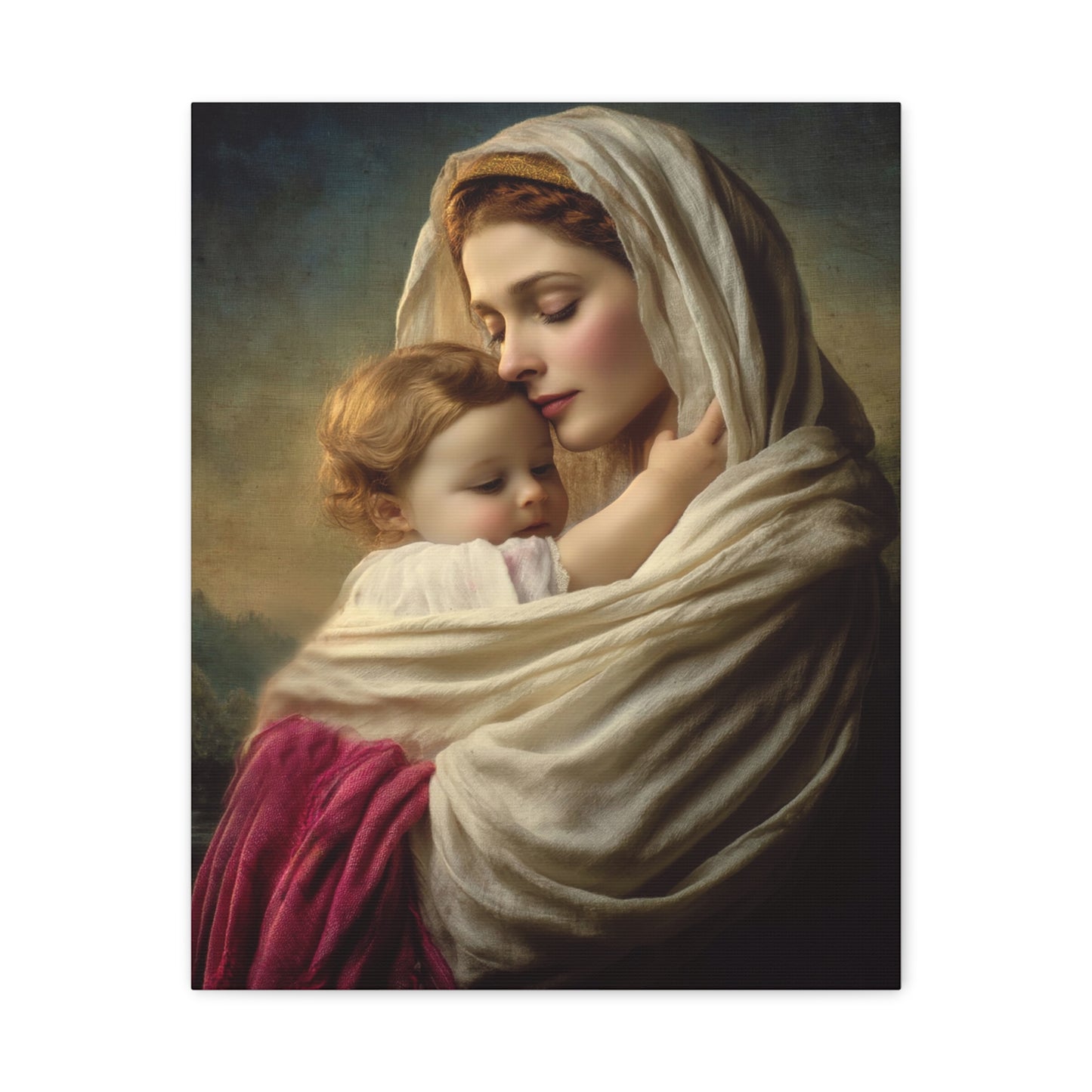 Blessed Mother Mary and Baby Jesus Catholic Canvas Wall Art, Christian Decor