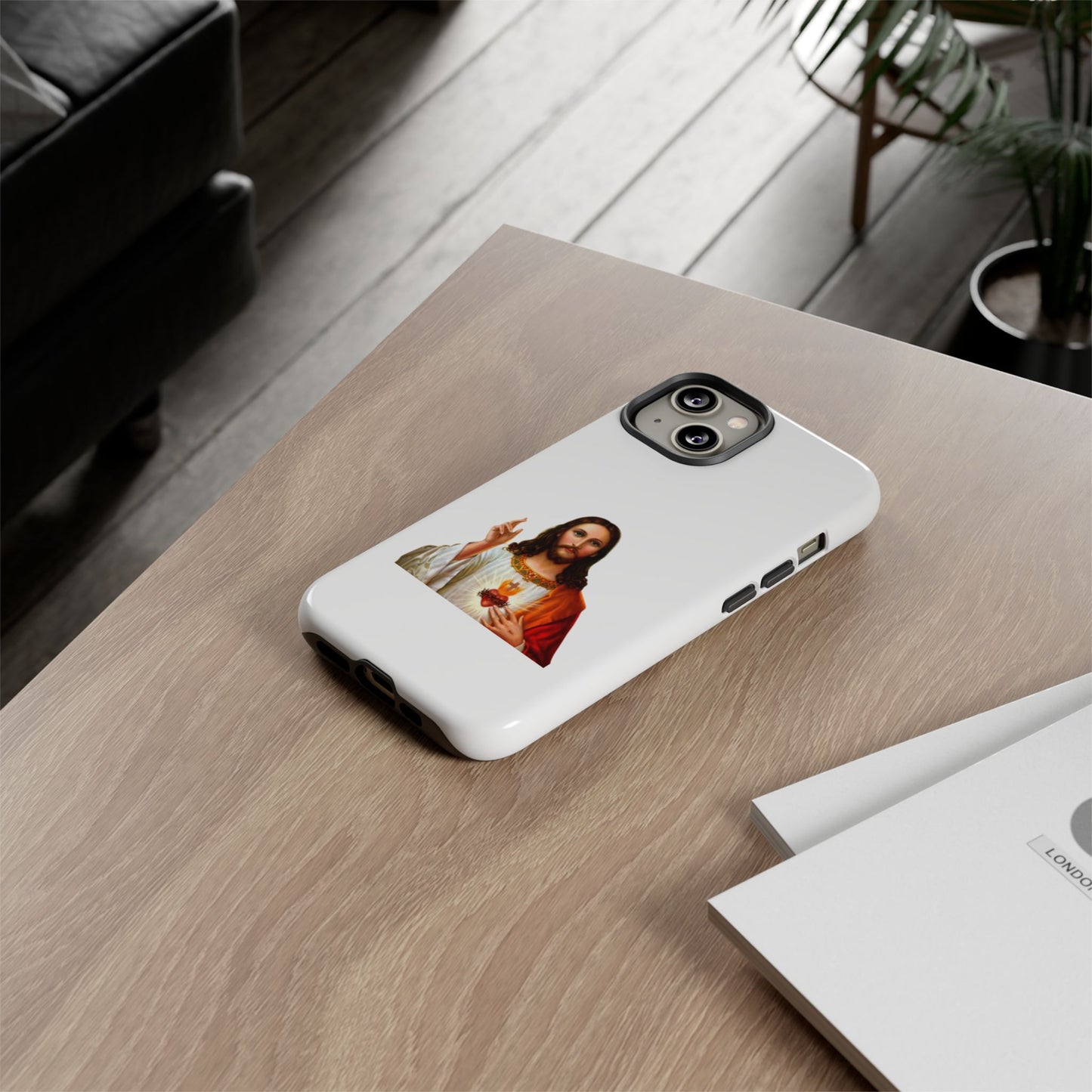 Artistic Phone Case Featuring Jesus, Tough Phone Case, Christian Gift, Religious Phone Cover, Inspirational Phone Accessory, Unique Jesus