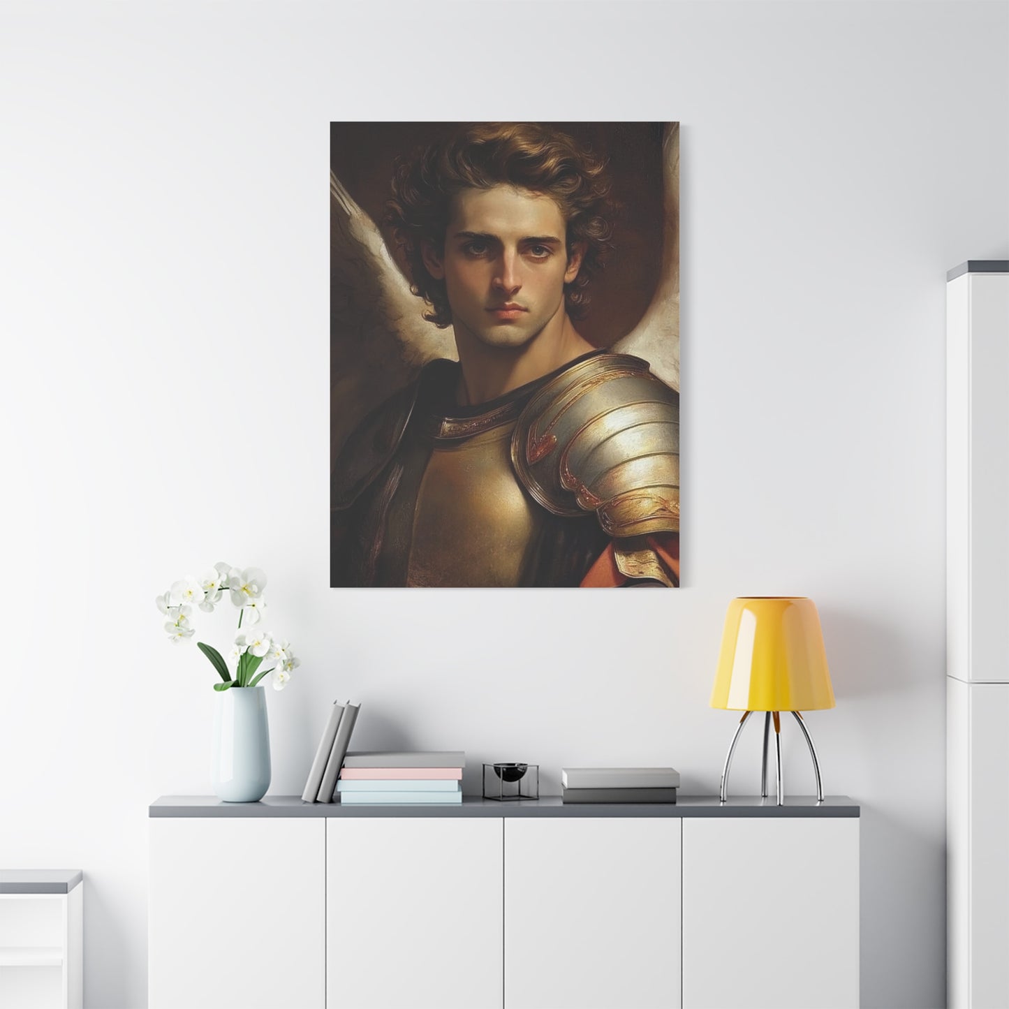 Michael the Archangel Catholic Canvas Wall Art, Christian Decor
