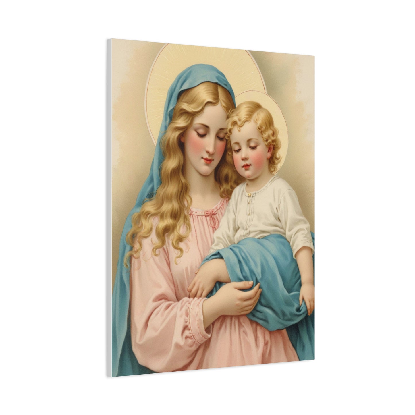 Mother Mary and Baby Jesus Catholic Canvas Wall Art, Christian Decor