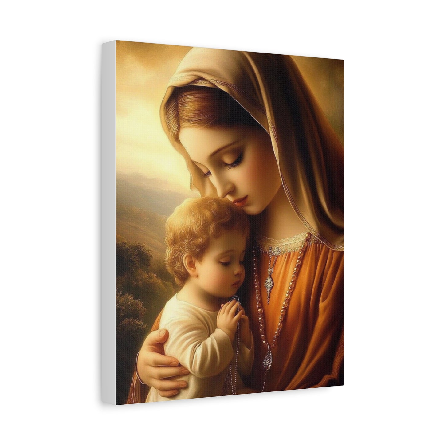 Mother Mary and Baby Jesus Catholic Canvas Wall Art, Christian Decor