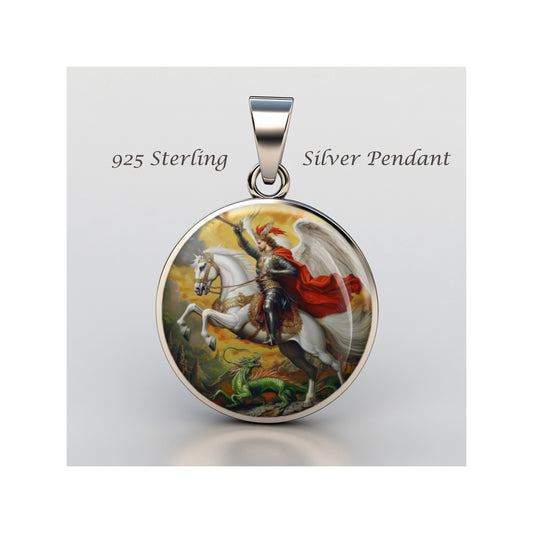 Saint George And The Dragon Catholic sterling silver 925 Christian Medal Patron image 0