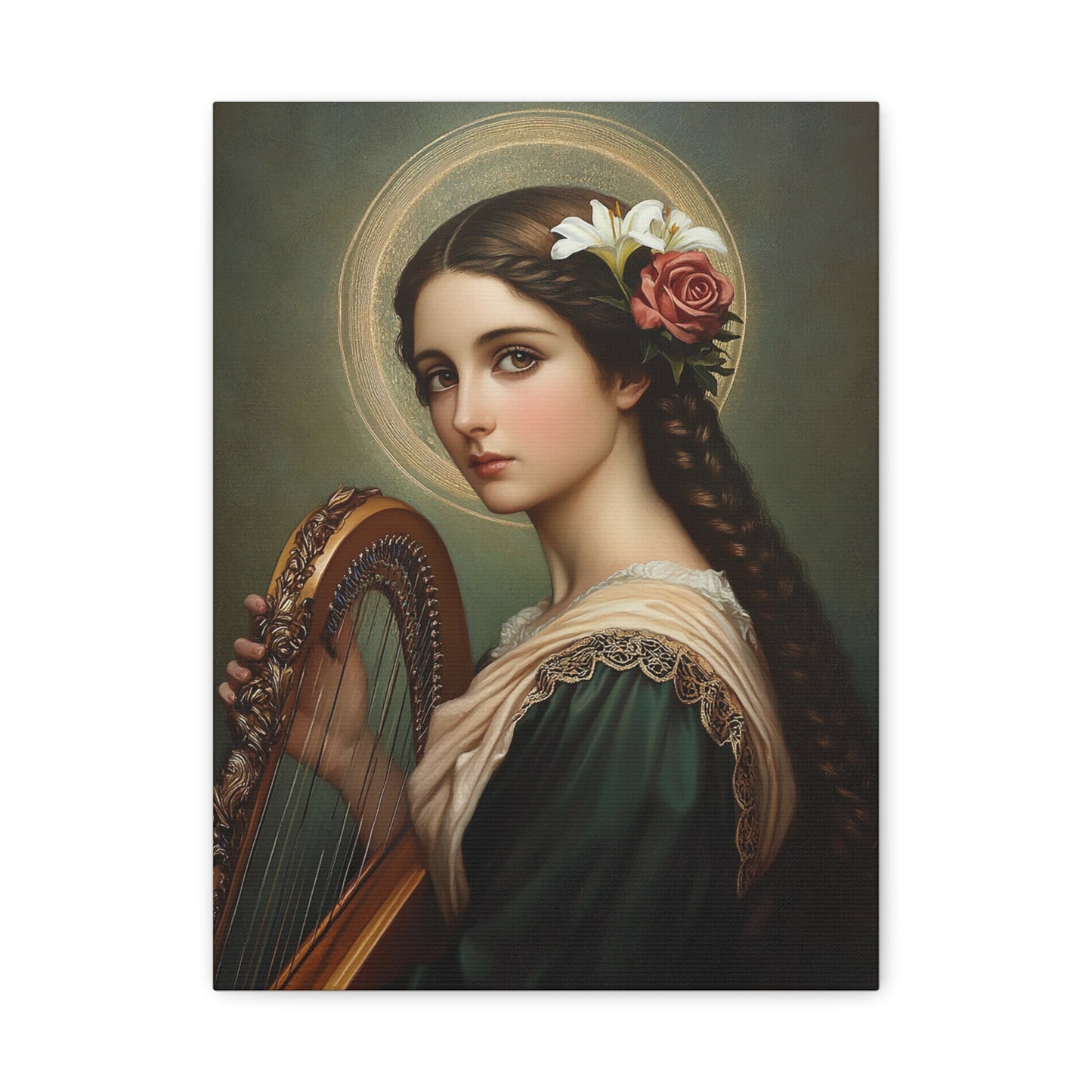 St. Cecilia Catholic Canvas Wall Art, Christian Decor