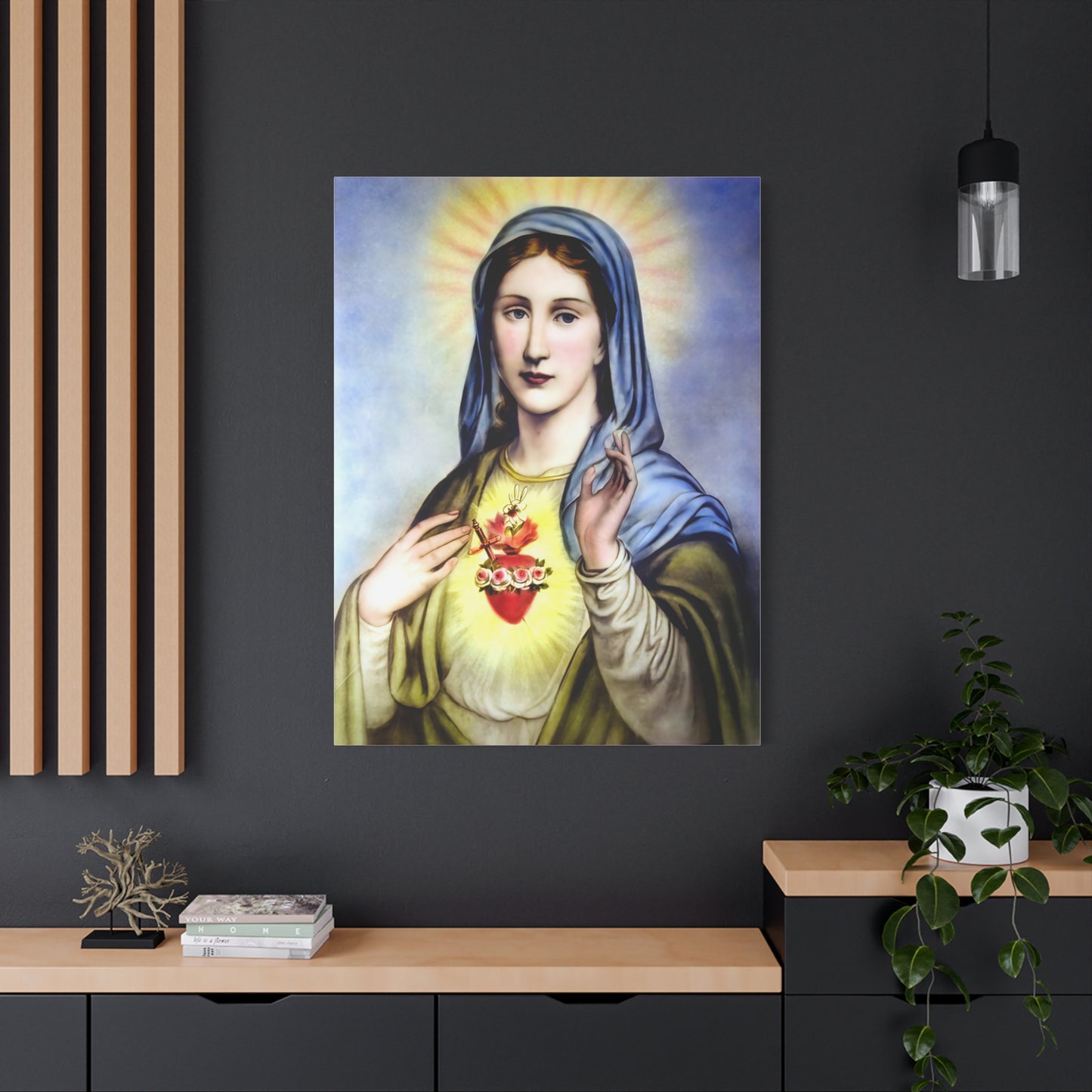 Ready to Hang - Immaculate Heart Virgin Mary Catholic Canvas Wall Art, Christian Decor