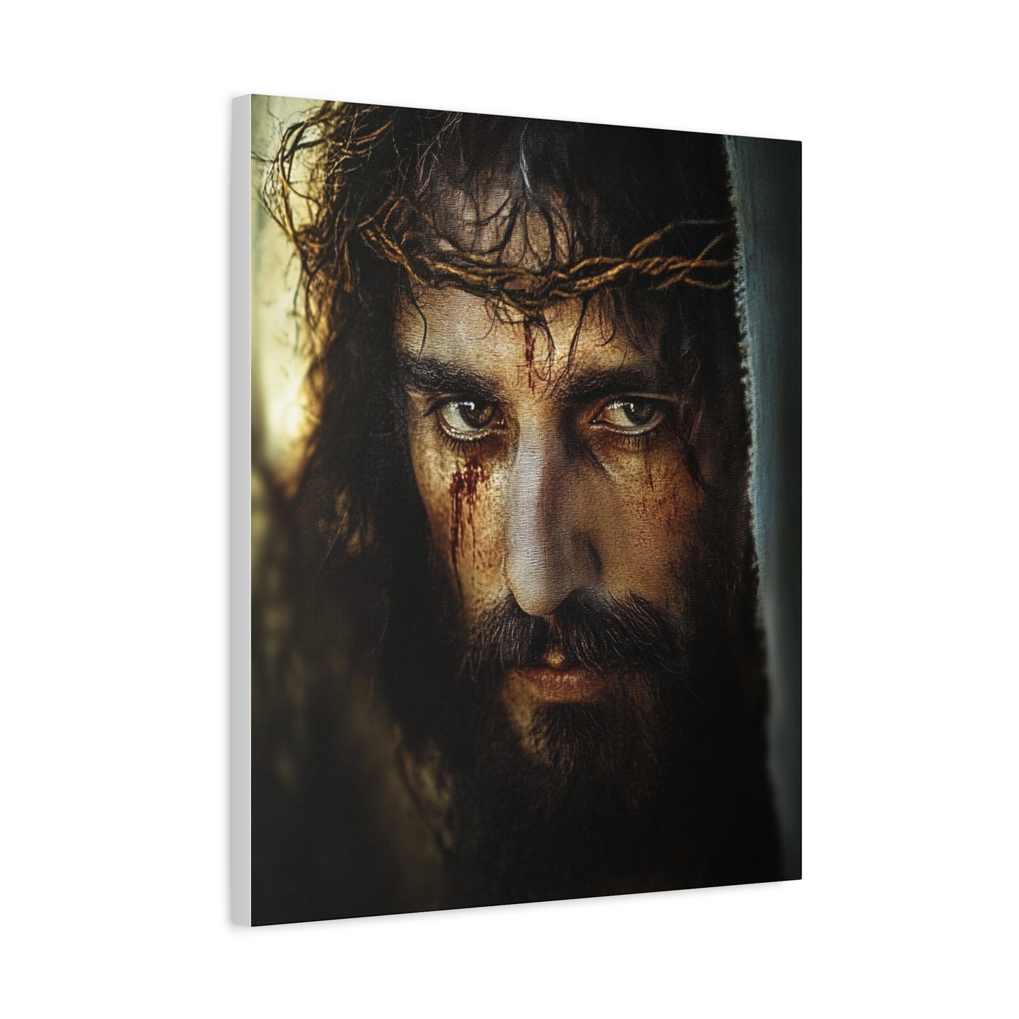 Jesus Christ Our Lord with Crown of Thorns Catholic Canvas Wall Art, Christian Decor