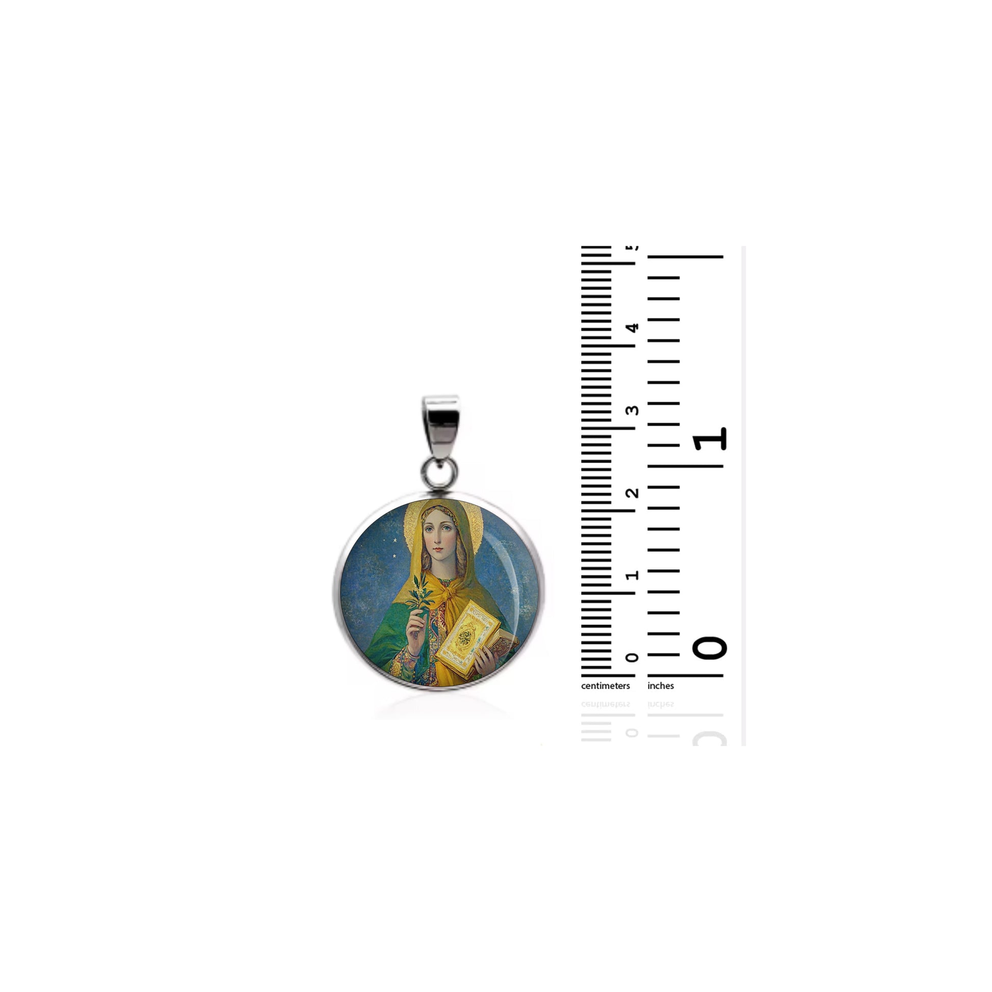 Saint Dymphna Catholic sterling silver 925 Christian Medal Patron Pendant image 1