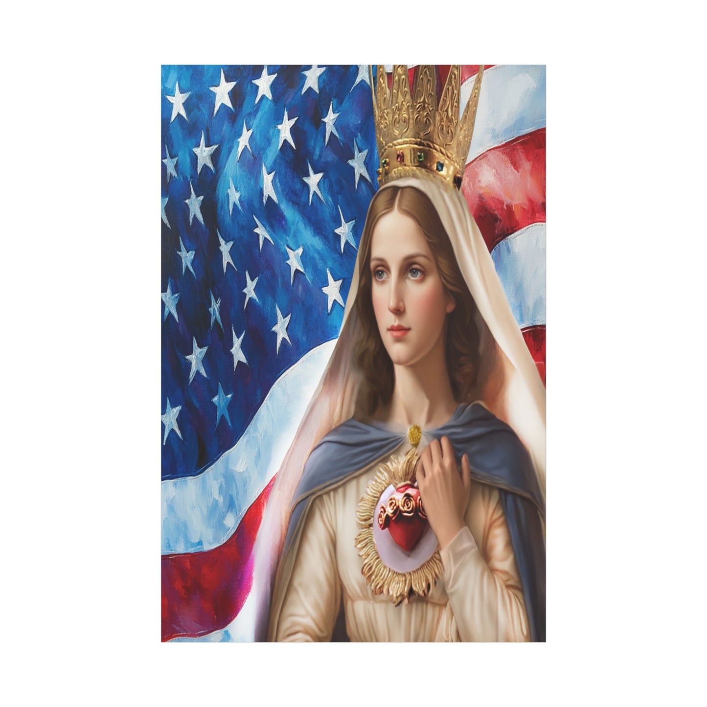 Ready to Hang - Mary Our Lady of America Catholic Canvas Wall Art, Christian Decor