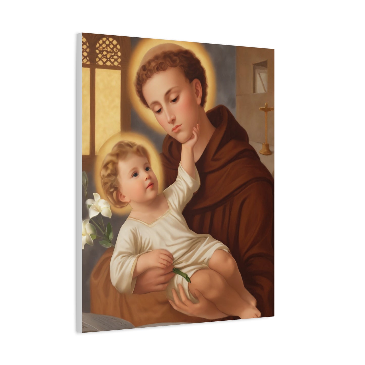 St. Anthony and Jesus Catholic Canvas Print, Catholic Decor Wall, Gift Religious Christian