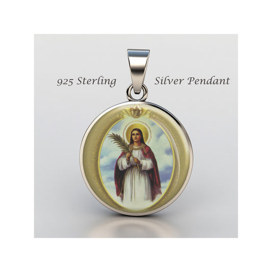 Saint Emeretiana Catholic sterling silver 925 Christian Medal Patron Pendant image 0