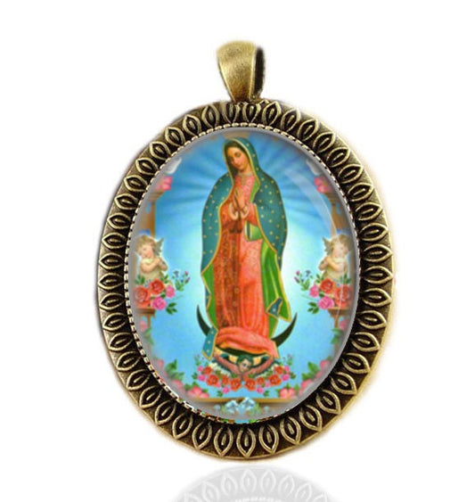 Our Lady of Guadalupe Religious Catholic Christian Medal Retro Bronze Pendant