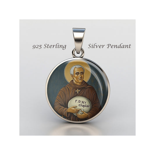 Saint Mychal Judge Roman Franciscan Priest Chaplain sterling silver 925 Medal image 0
