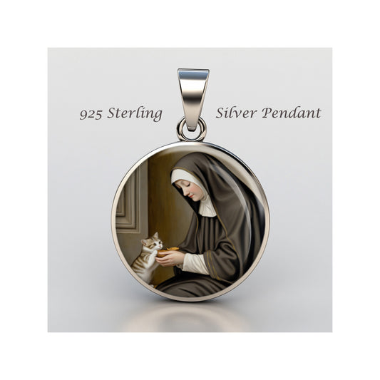 Saint Gertrude Of Nivelles Catholic sterling silver 925 Christian Medal Patron image 0