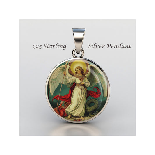 Saint Michael The Archangel Catholic sterling silver 925 Christian Medal Patron image 0