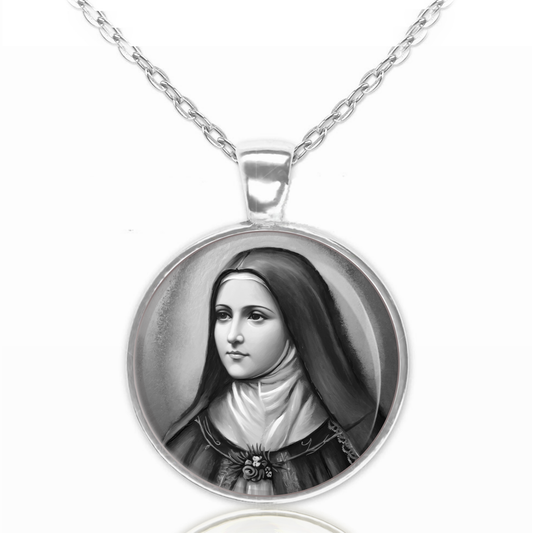 St. Therese Of Lisieux The Little Flower Necklace Catholic Saint Pendant Medal image 0