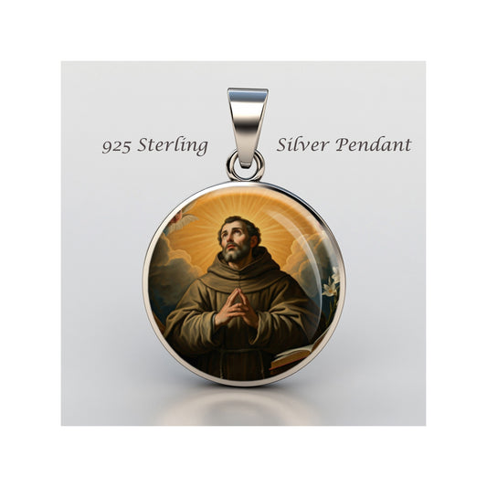 Saint Francis Of Assisi Catholic sterling silver 925 Christian Medal Patron image 0