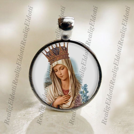 Blessed Our Mother Virgin Mary in Prayer - Christian Roman Medal Pendant Jewelry
